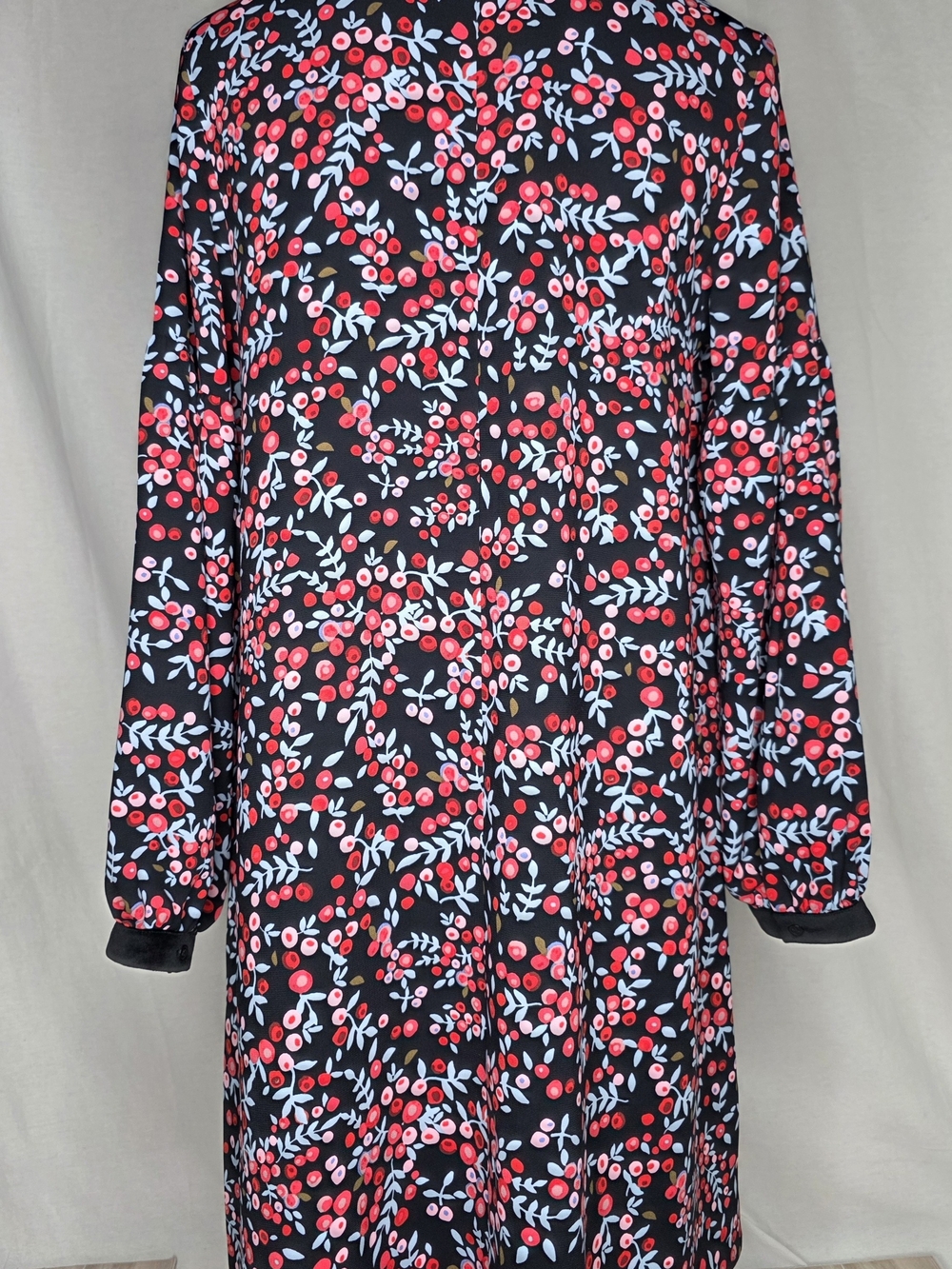 LOFT NWT Black Dress w/ Red Berry and Light Blue Print - Picture 4 of 8